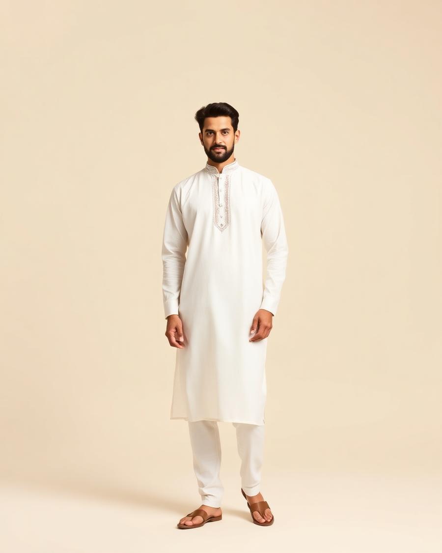 Cotton panjabi with hand embroidery