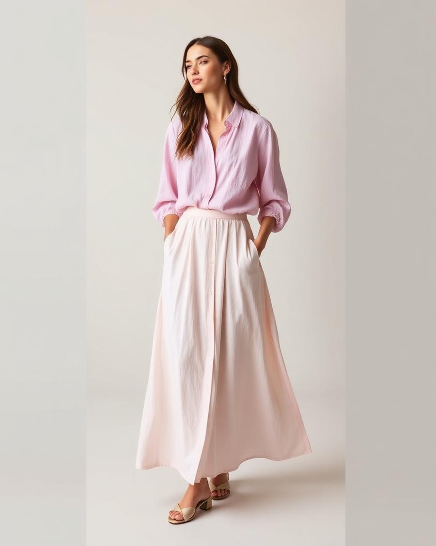 Woven blouse & maxi skirt set